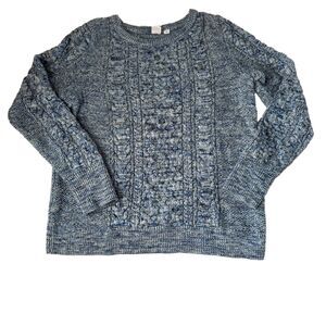 Gap Cable Knit Sweater Marled Blue Black White Size Large